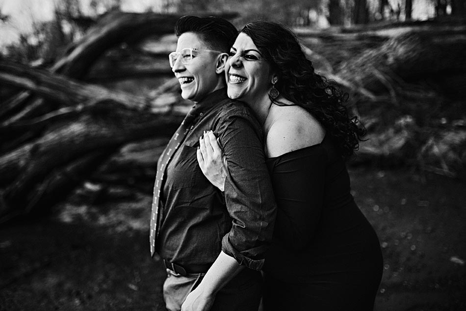 smiling couple black and white