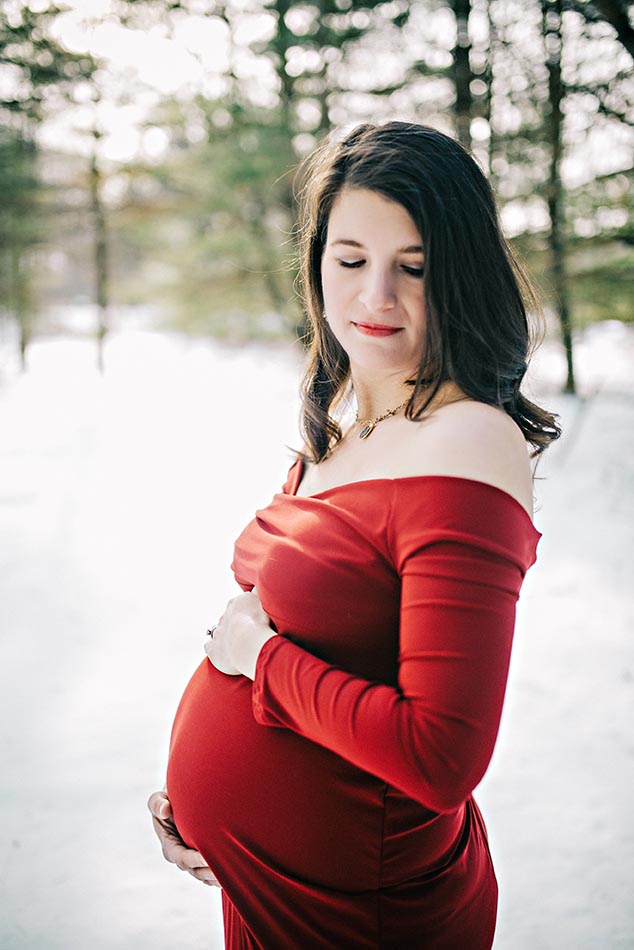 pregnant woman in snow