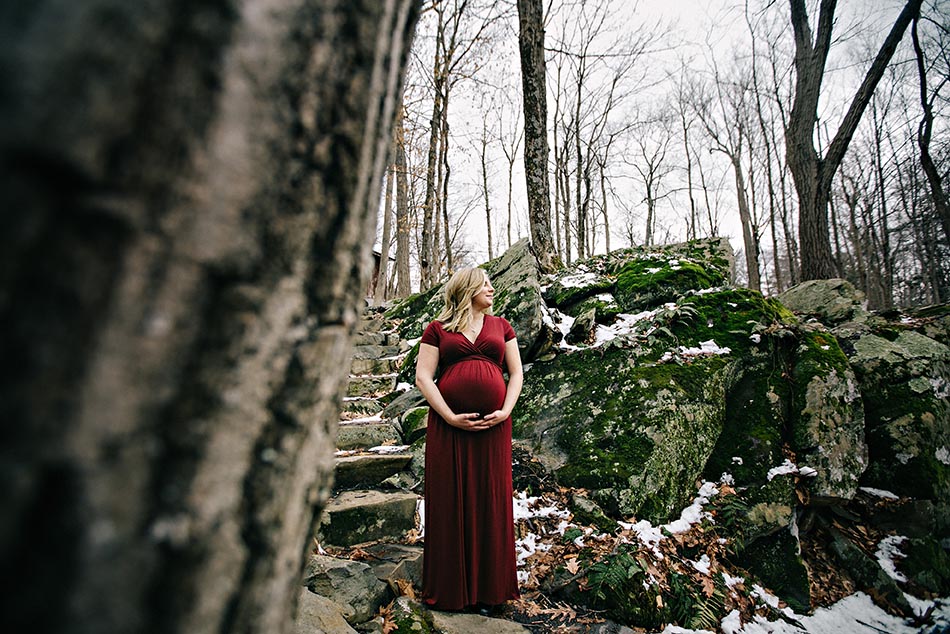 pregnant woman in woods